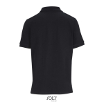 Polo coton peigné femme manches courtes 3 boutons couleur noir vue arrière