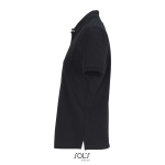 Polo coton peigné femme manches courtes 3 boutons couleur noir vue latérale