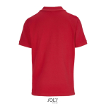 Polo coton peigné femme manches courtes 3 boutons couleur rouge vue arrière