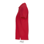 Polo coton peigné femme manches courtes 3 boutons couleur rouge vue latérale