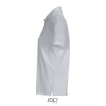 Polo coton peigné femme manches courtes 3 boutons couleur gris vue latérale