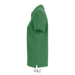 Polo coton peigné femme manches courtes 3 boutons couleur vert vue latérale