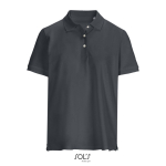 Polo coton peigné femme manches courtes 3 boutons couleur gris foncé