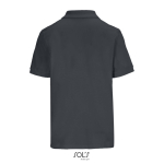 Polo coton peigné femme manches courtes 3 boutons couleur gris foncé vue arrière