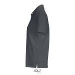 Polo coton peigné femme manches courtes 3 boutons couleur gris foncé vue latérale