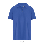 Polo coton peigné femme manches courtes 3 boutons couleur bleu roi troisième vue