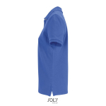Polo coton peigné femme manches courtes 3 boutons couleur bleu roi vue latérale
