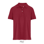 Polo coton peigné femme manches courtes 3 boutons couleur rouge foncé