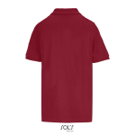Polo coton peigné femme manches courtes 3 boutons couleur rouge foncé vue arrière