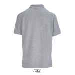 Polo coton peigné femme manches courtes 3 boutons couleur gris clair vue arrière
