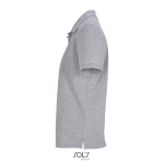 Polo coton peigné femme manches courtes 3 boutons couleur gris clair vue latérale