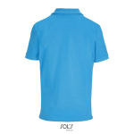 Polo coton peigné femme manches courtes 3 boutons couleur cyan vue arrière
