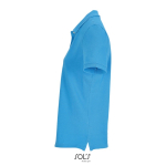 Polo coton peigné femme manches courtes 3 boutons couleur cyan vue latérale