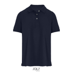 Polo coton peigné femme manches courtes 3 boutons couleur bleu marine