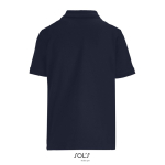 Polo coton peigné femme manches courtes 3 boutons couleur bleu marine vue arrière