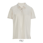 Polo coton peigné femme manches courtes 3 boutons couleur naturel deuxième vue