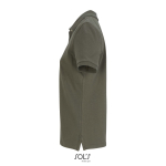Polo coton peigné femme manches courtes 3 boutons couleur vert militaire vue latérale