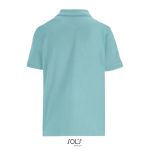 Polo coton peigné femme manches courtes 3 boutons couleur bleu ciel vue arrière