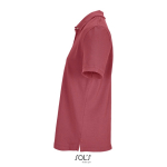 Polo coton peigné femme manches courtes 3 boutons couleur corail vue latérale