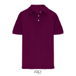 Polo coton peigné femme manches courtes 3 boutons couleur grenat deuxième vue