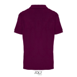 Polo coton peigné femme manches courtes 3 boutons couleur grenat vue arrière