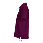 Polo coton peigné femme manches courtes 3 boutons couleur grenat vue latérale