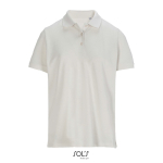 Polo coton peigné femme manches courtes 3 boutons couleur blanc cassé