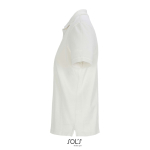 Polo coton peigné femme manches courtes 3 boutons couleur blanc cassé vue latérale
