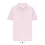Polo coton peigné femme manches courtes 3 boutons couleur rose pastel