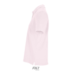 Polo coton peigné femme manches courtes 3 boutons couleur rose pastel vue latérale