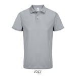 Polo sportif polyester recyclé manches courtes 3 boutons couleur gris huitième vue