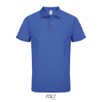 Polo sportif polyester recyclé manches courtes 3 boutons couleur bleu roi troisième vue