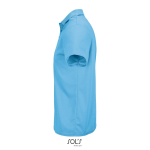 Polo sportif polyester recyclé manches courtes 3 boutons couleur cyan vue latérale