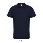 Polo sportif polyester recyclé manches courtes 3 boutons couleur bleu marine