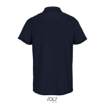Polo sportif polyester recyclé manches courtes 3 boutons couleur bleu marine vue arrière