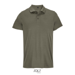 Polo sportif polyester recyclé manches courtes 3 boutons couleur vert militaire