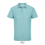 Polo sportif polyester recyclé manches courtes 3 boutons couleur bleu ciel