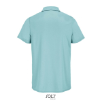 Polo sportif polyester recyclé manches courtes 3 boutons couleur bleu ciel vue arrière