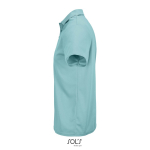 Polo sportif polyester recyclé manches courtes 3 boutons couleur bleu ciel vue latérale