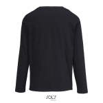 T-shirt coton semi-peigné manches longues col rond couleur noir vue arrière