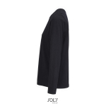 T-shirt coton semi-peigné manches longues col rond couleur noir vue latérale
