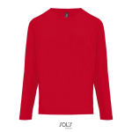 T-shirt coton semi-peigné manches longues col rond couleur rouge cinquième vue