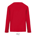 T-shirt coton semi-peigné manches longues col rond couleur rouge vue arrière