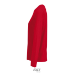 T-shirt coton semi-peigné manches longues col rond couleur rouge vue latérale