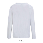 T-shirt coton semi-peigné manches longues col rond couleur blanc vue arrière