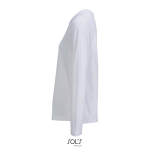 T-shirt coton semi-peigné manches longues col rond couleur blanc vue latérale