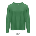 T-shirt coton semi-peigné manches longues col rond couleur vert huitième vue