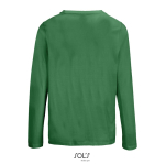 T-shirt coton semi-peigné manches longues col rond couleur vert vue arrière