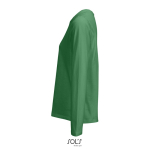 T-shirt coton semi-peigné manches longues col rond couleur vert vue latérale