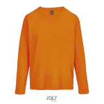 T-shirt coton semi-peigné manches longues col rond couleur orange